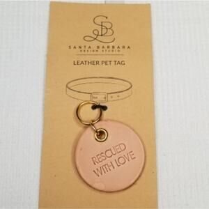 Santa Barbara Leather Pet Tag Rescued with Love Dog Cat